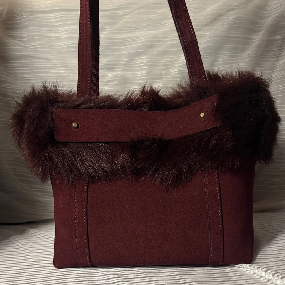 Lamarthe Leather Faux Fur Trim Bag - Picture 5 of 12